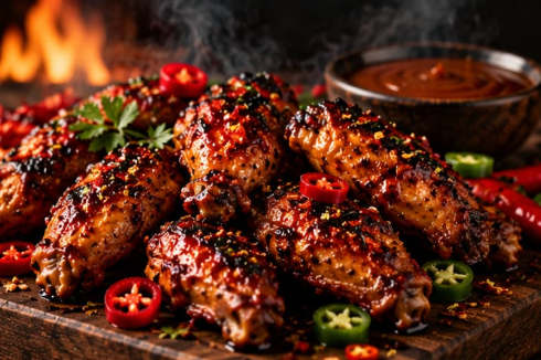 Glazed BBQ wings fresh off the grill